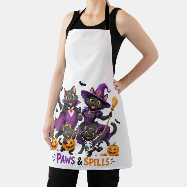 Tablier Chats mignons d'Halloween Pattes et Sortilèges (Insitu)