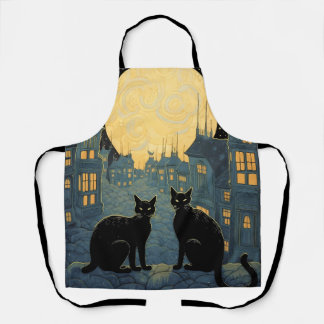 Tablier Chats noirs sur un toit