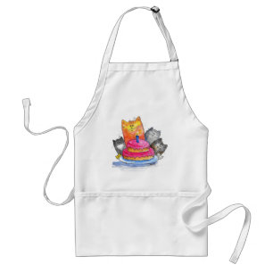 Tablier Chats Whimsical avec gâteau d'anniversaire