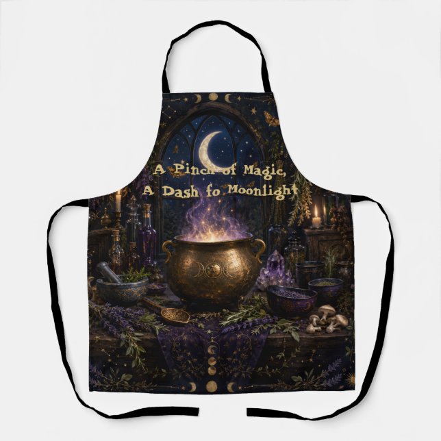 Tablier Chaudron de Cuisine de Sorcière Céleste (Recto)