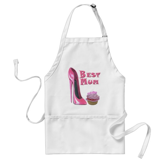 Tablier Chaussure stylet du meilleur rose de maman et (Devant)