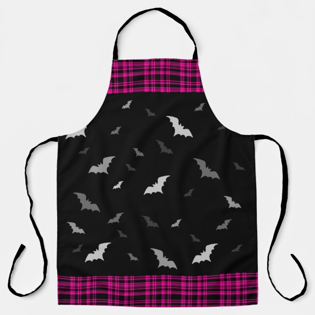 Tablier Chauve-souris gothique Vampire Plaid Apron noir et (Recto)