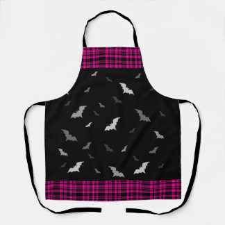 Tablier Chauve-souris gothique Vampire Plaid Apron noir et