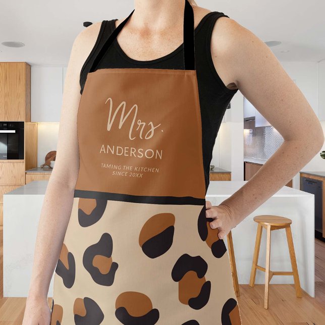 Tablier Cheetah Imprimer Cuisine jouant Brown Noir Funny (funny apron bride bridal newlywed bachelorette gift personalized christmas thanksgiving wild animal)