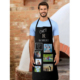 Tablier *Chef 6 Photos Noir & Blanc Monogramme Nom Personn