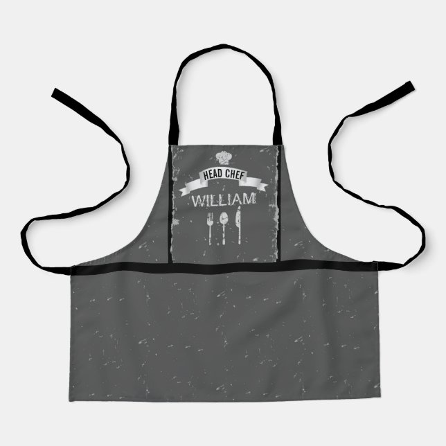 Tablier Chef Chef du nom gris garçon Apron (Recto)