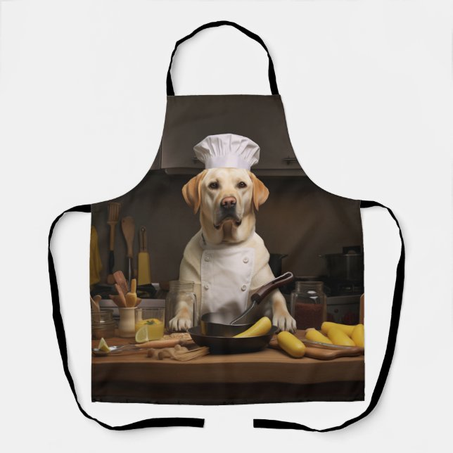 Tablier Chef chien du laboratoire jaune (Recto)
