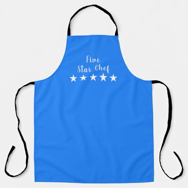 Tablier Chef cinq étoiles, Etoiles bleues et blanches pers (Recto)
