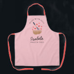 Tablier Chef cuisinière - La famille rose de la femme<br><div class="desc">Cet tablier présente le dessin d'un bol de mixage avec un whisky, des petits coeurs rouges et le dicton "fait d'amour" sur un arrière - plan rose. Personnalisez-le en ajoutant votre nom sous l'image. Ceci peut être jumelé avec un tablier d'enfant correspondant. Modifiez facilement tout le texte pour en faire...</div>