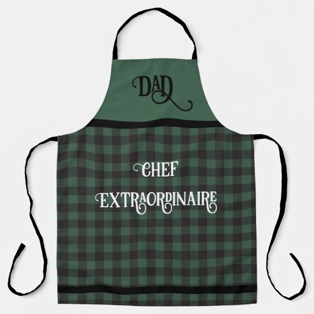 Tablier Chef DAD Extraordinaire Green Buffalo Plaid (Recto)