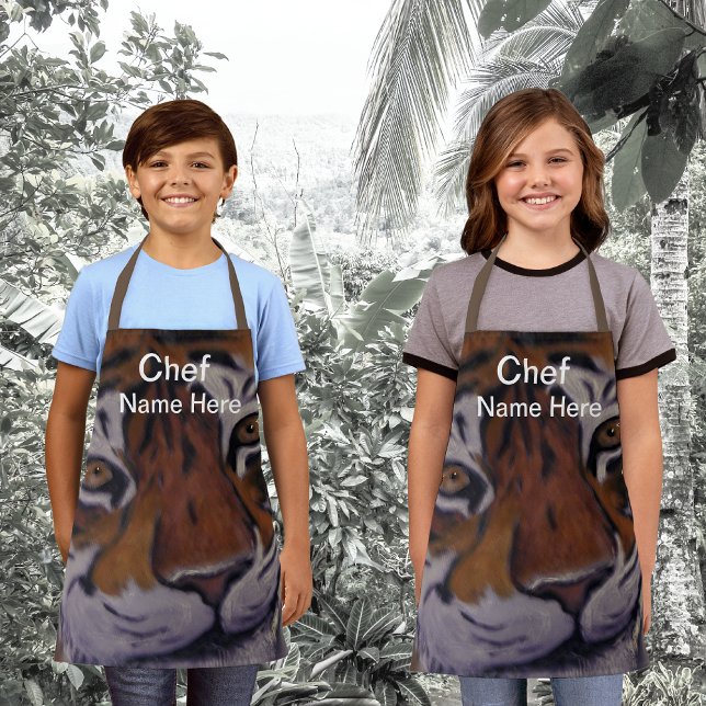Tablier Chef de Cuisine de tigre souriant (Nom Ici) (Créateur téléchargé)