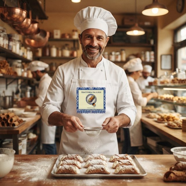 Tablier Chef de dessert cannoli en carreau sicilien (Créateur téléchargé)