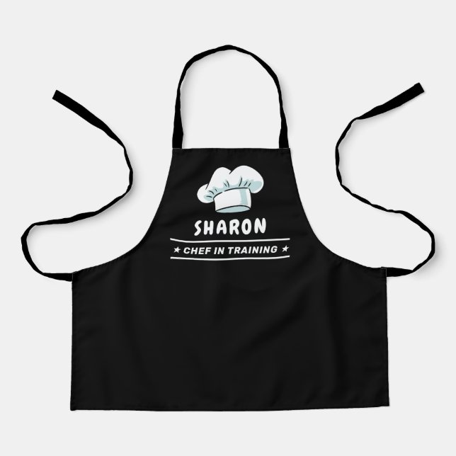 Tablier Chef en formation Chef Casquette pour enfants Noir (Recto)