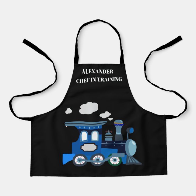 Tablier Chef en formation noir et bleu (Recto)