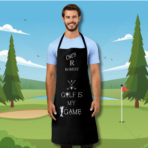 Tablier *Chef & Golfer personnalisé en noir et blanc avec 
