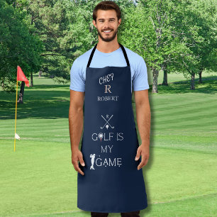 Tablier Chef & Golfeur Monogramme Personnalisé Noir & Blan