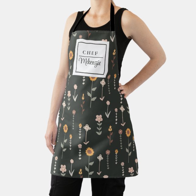 Tablier Chef Motif Boho personnalisée Chef femme (Insitu)