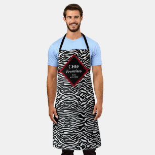 Tablier Chef Motif noir blanc moderne Red Diamond