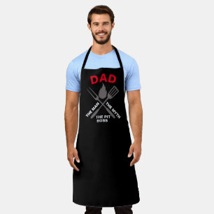 Tablier Chef noir personnalisé Papa #FATHERSDAY Pit Boss