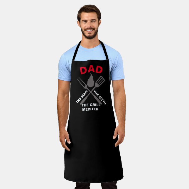 Tablier Chef noir personnalisé Papa personnalisé #FATHERSD (Porté)