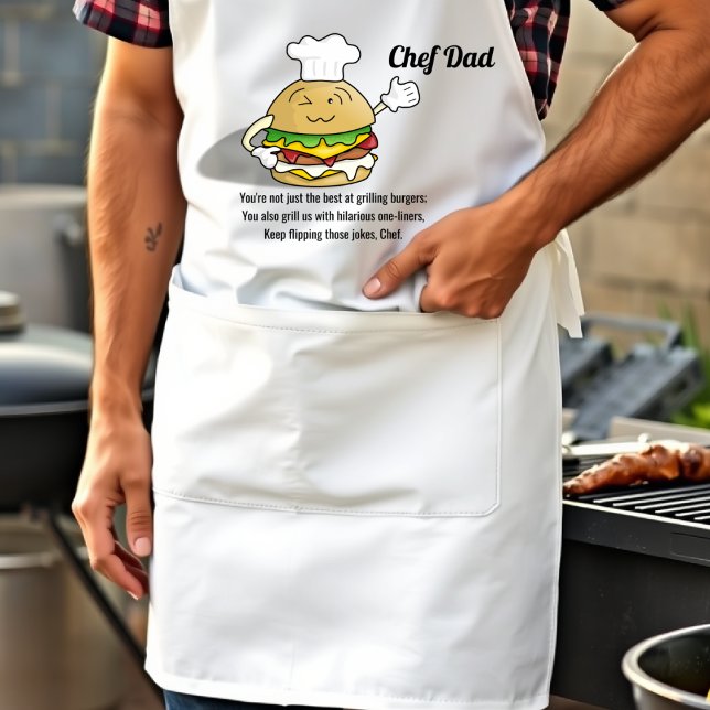 Tablier Chef Papa Continue À Flipper Ces Blagues Fête des  (Dad will be thrilled to receive this apron as Chef Dad at the barbecue on Father's Day)