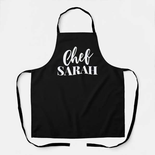 Tablier Chef personnalisé | Noir élégant moderne (Recto)