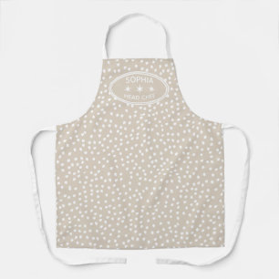 Tablier Chef personnel moderne Boho beige à pois