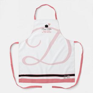 Tablier Chef rose/blanc Cuisson avec son nom