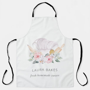 Tablier Chef rose pâle Casquette Restauration Floral Rolle