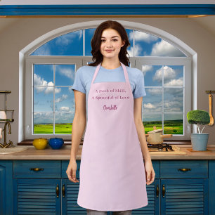 Tablier Chef script cuisine habileté slogan d'amour rose