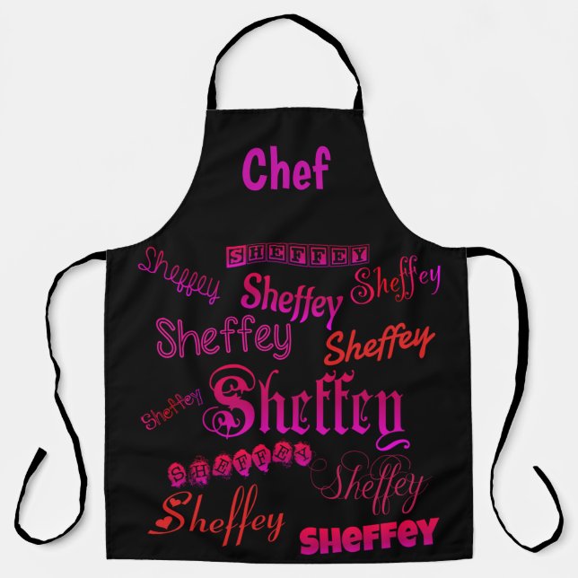 Tablier Chef Sheffey Black, Rose et Rouge (Recto)