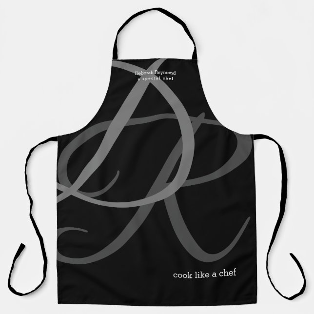 Tablier chef spécial monogramme noir (Recto)