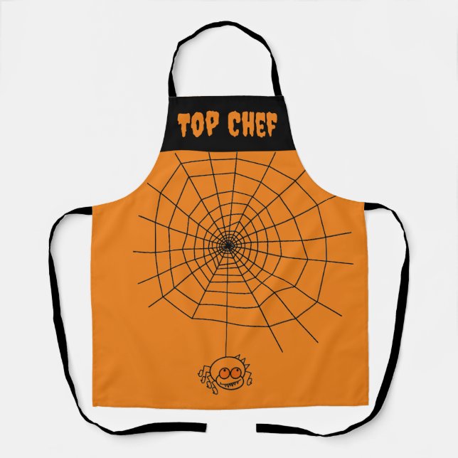 Tablier "Chef suprême". Araignée d'Halloween (Recto)