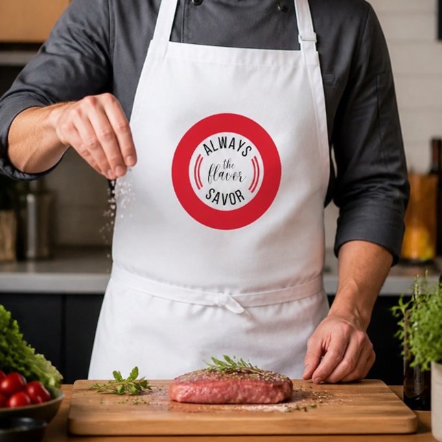 Tablier Chef Typographie | Savourez toujours la saveur (Créateur téléchargé)