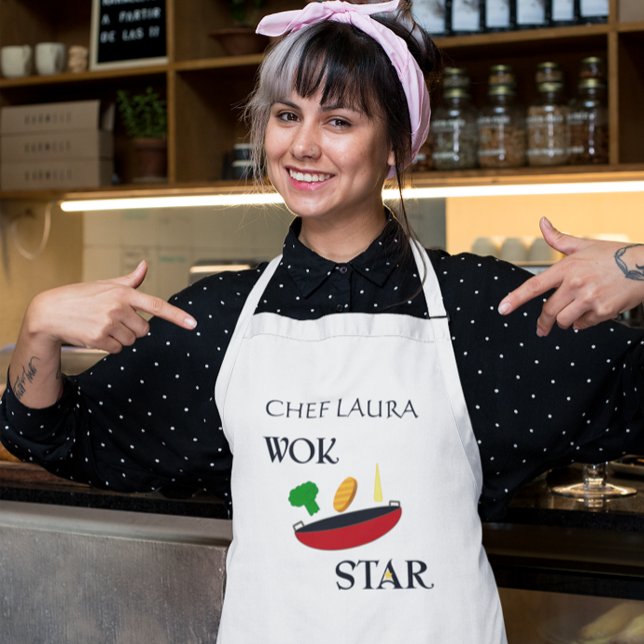 Tablier Chef végétarien Wok Star Personnalisé (Créateur téléchargé)