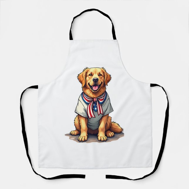 Tablier Chemise à gravure vintage avec chien doré patrioti (Recto)