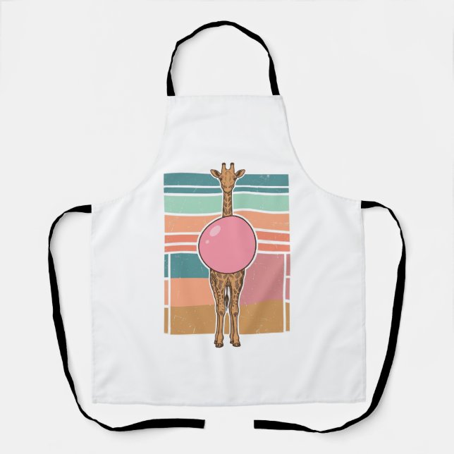 Tablier Chemise à motif de gravure de bubble gum de girafe (Recto)