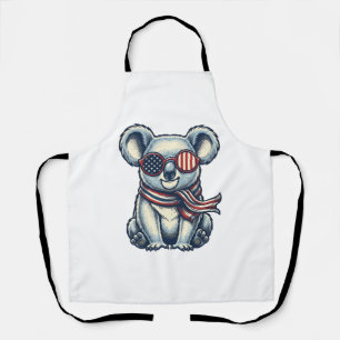 Tablier Chemise à motif de koala patriotique vintage_1
