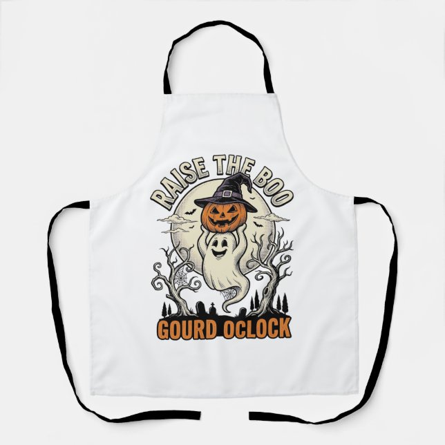 Tablier Chemise Citrouille Fantôme Gravure Halloween Vinta (Recto)