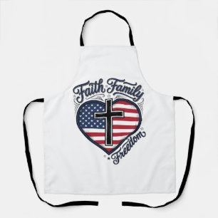 Tablier Chemise croix patriotique Foi Famille Liberté Cœur