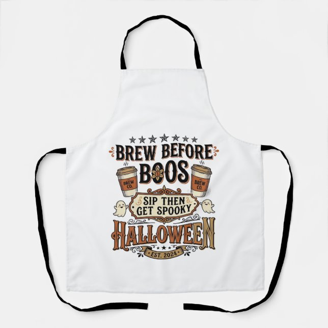 Tablier Chemise de café Halloween Brasser avant les fantôm (Recto)