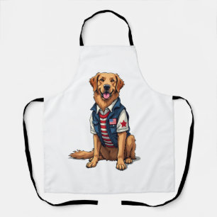 Tablier Chemise de chien de service patriotique Golden Ret