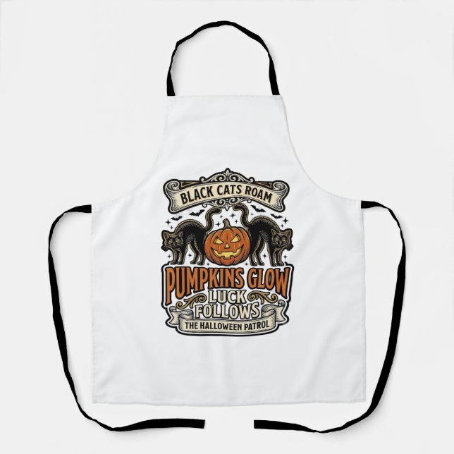 Tablier Chemise de garde de sécurité Halloween avec chats  (Recto)