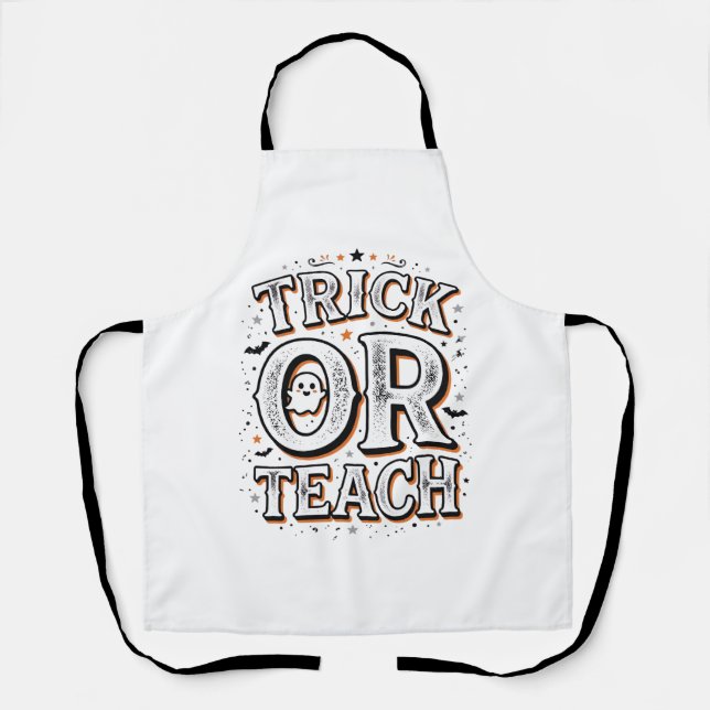 Tablier Chemise de professeur Halloween Trick Or Teach vin (Recto)