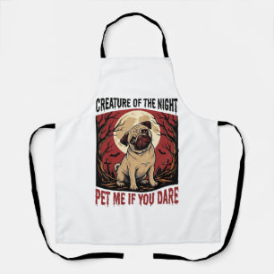 Tablier Chemise de pug Halloween avec cimetière effrayant