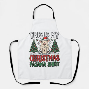 Tablier Chemise de pyjama de Noël Cochon Mignon Vacances V