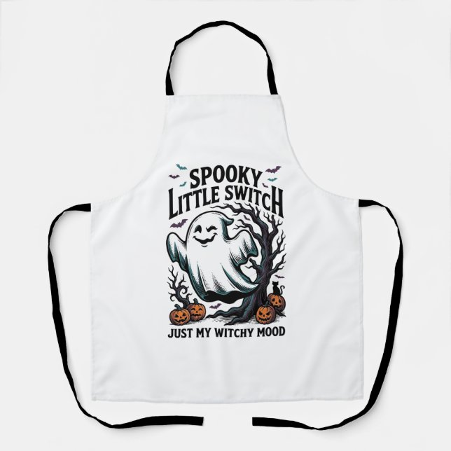 Tablier Chemise de sorcière Halloween Design d'humour de f (Recto)