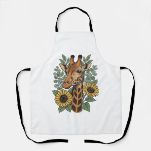 Tablier Chemise florale tournesol girafe gravée vintage_1