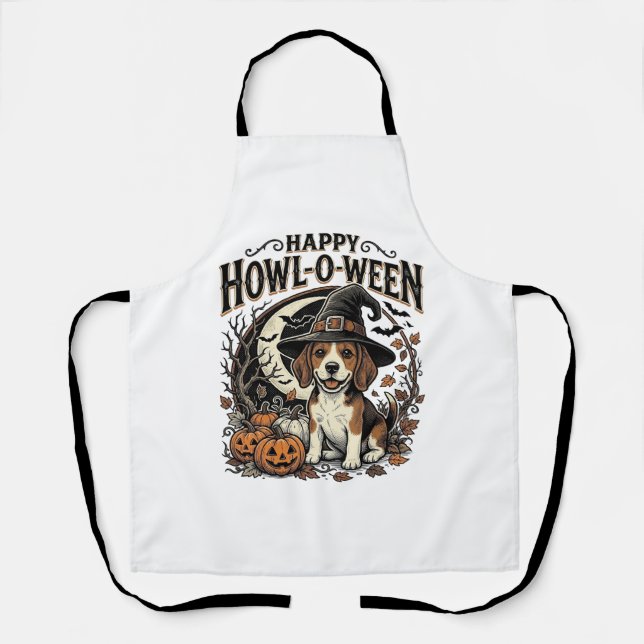 Tablier Chemise Halloween Chapeau De Sorcière Beagle Joyeu (Recto)