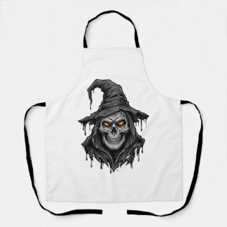 Tablier Chemise Halloween Chapeau De Sorcière Crâne Gravur